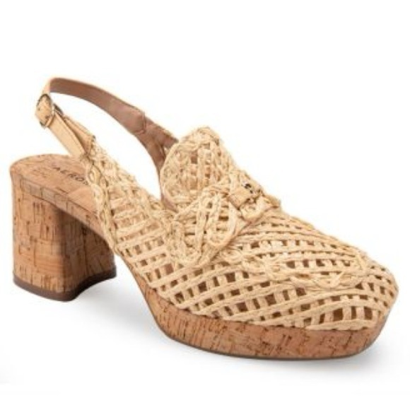 NWOB AEROSOLES Women's Santiago Raffia Platform Pumps - Picture 1 of 8